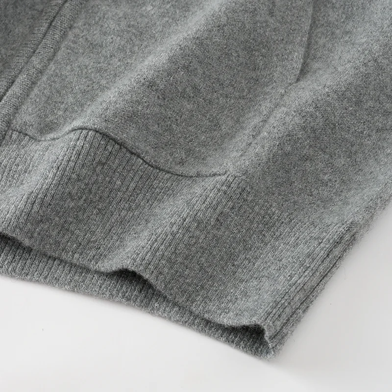 100% Cashmere, Cashmere hooded cardigan — Pink Hooded, 14–15.5µm, Cashmere Garment / Women — detail view 5