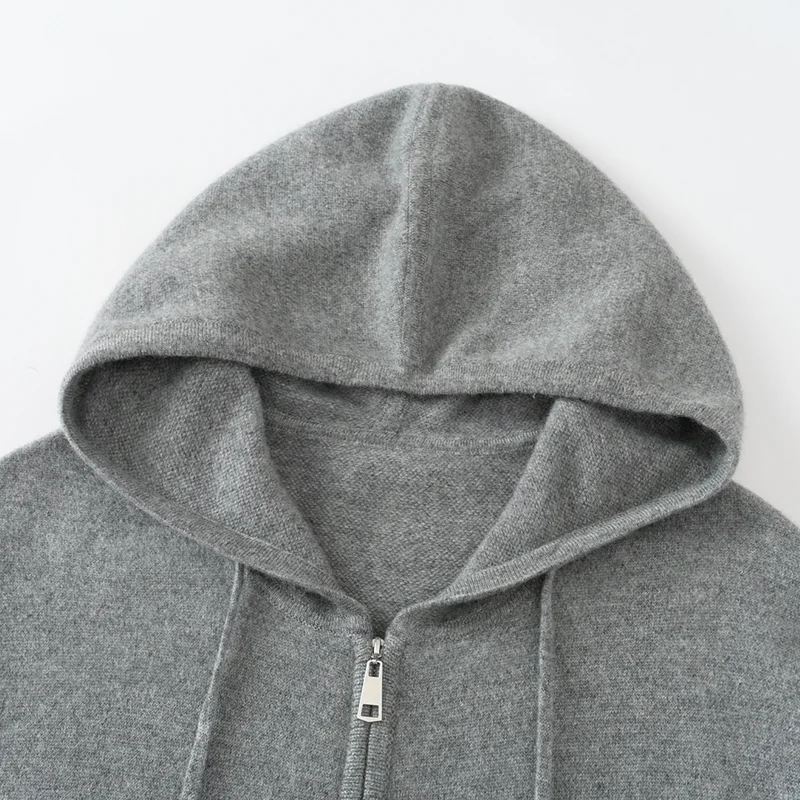 100% Cashmere, Cashmere hooded cardigan — Pink Hooded, 14–15.5µm, Cashmere Garment / Women — detail view 7