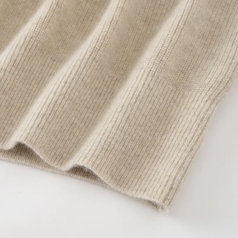 100% Cashmere, Cashmere crew-neck sweater — Grey, 14–15.5µm, Cashmere Garment / Women — detail view 4