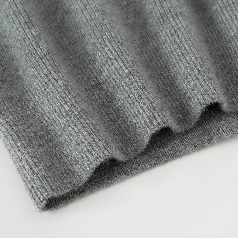 100% Cashmere, Cashmere crew-neck sweater — Grey, 14–15.5µm, Cashmere Garment / Women — detail view 5
