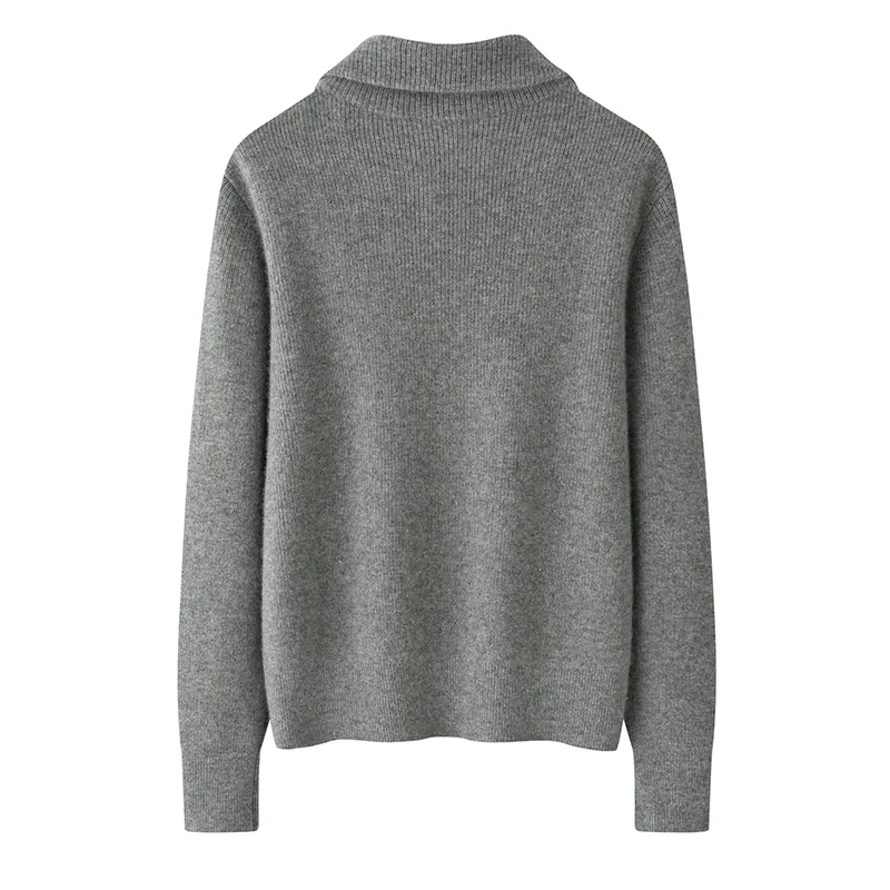 100% Cashmere, Cashmere crew-neck sweater — Grey, 14–15.5µm, Cashmere Garment / Women — detail view 6