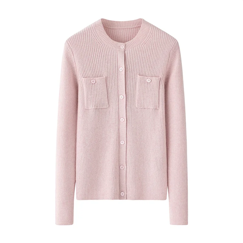 100% Cashmere, Cashmere crew-neck sweater — Pink, 14–15.5µm, Cashmere Garment / Women — detail view 2