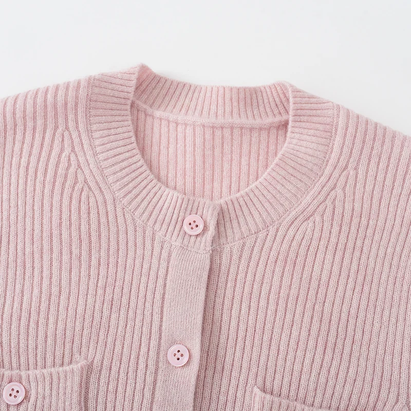 100% Cashmere, Cashmere crew-neck sweater — Pink, 14–15.5µm, Cashmere Garment / Women — detail view 6