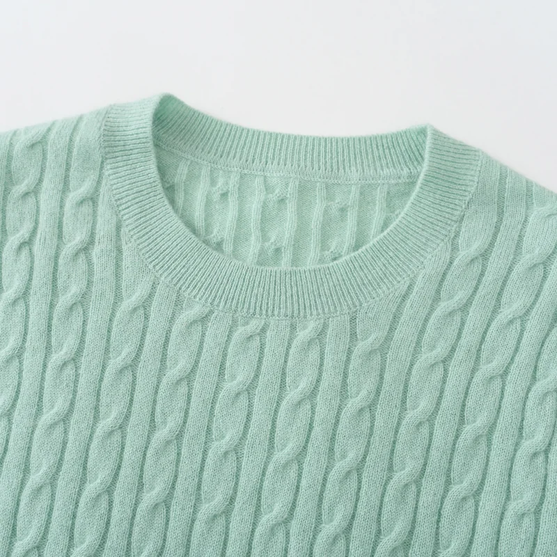100% Cashmere, Cashmere crew-neck sweater — Pink, 14–15.5µm, Cashmere Garment / Women — detail view 7