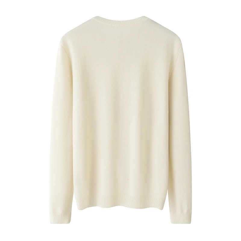 Cashmere crew-neck sweater — White — Cashmere Sweaters & Knitwear, 100% Cashmere