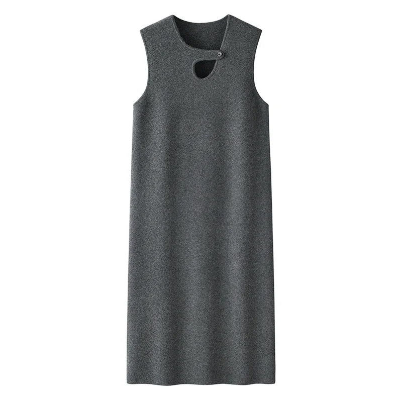 100% Cashmere, Cashmere crew-neck sweater — Grey, 14–15.5µm, Cashmere Garment / Women — detail view 2