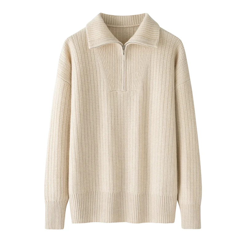 100% Cashmere, Cashmere crew-neck sweater — Grey, 14–15.5µm, Cashmere Garment / Women — detail view 3