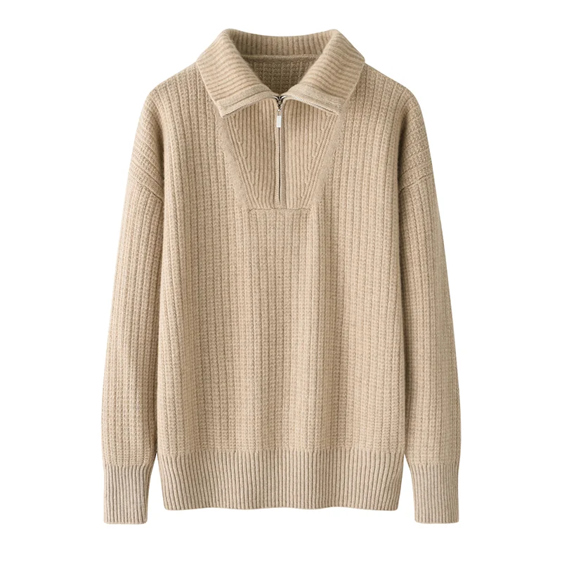 100% Cashmere, Cashmere crew-neck sweater — Grey, 14–15.5µm, Cashmere Garment / Women — detail view 4