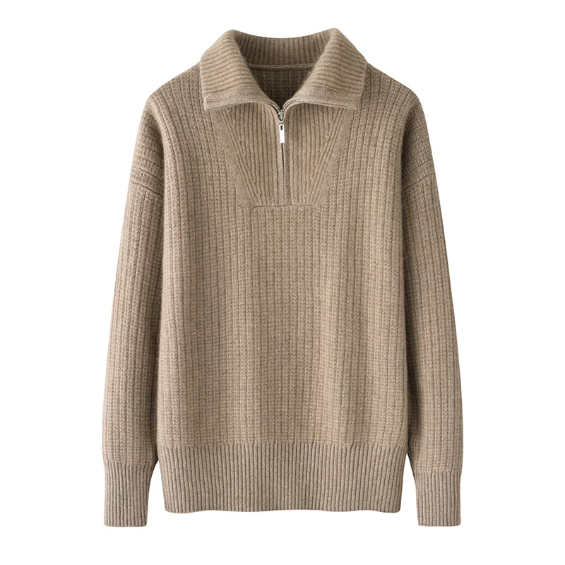 100% Cashmere, Cashmere crew-neck sweater — Grey, 14–15.5µm, Cashmere Garment / Women — detail view 5