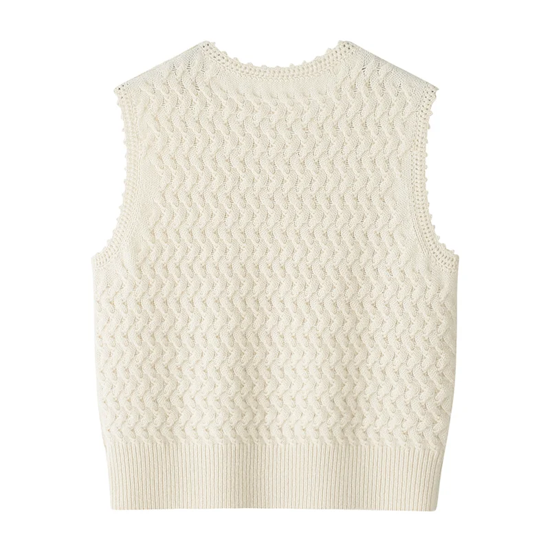 Cashmere sleeveless vest — White Knit vest