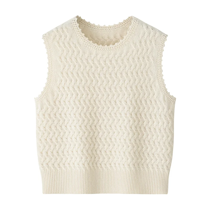 100% Cashmere, Cashmere sleeveless vest — White Knit vest, 14–15.5µm, Cashmere Garment / Women — detail view 2