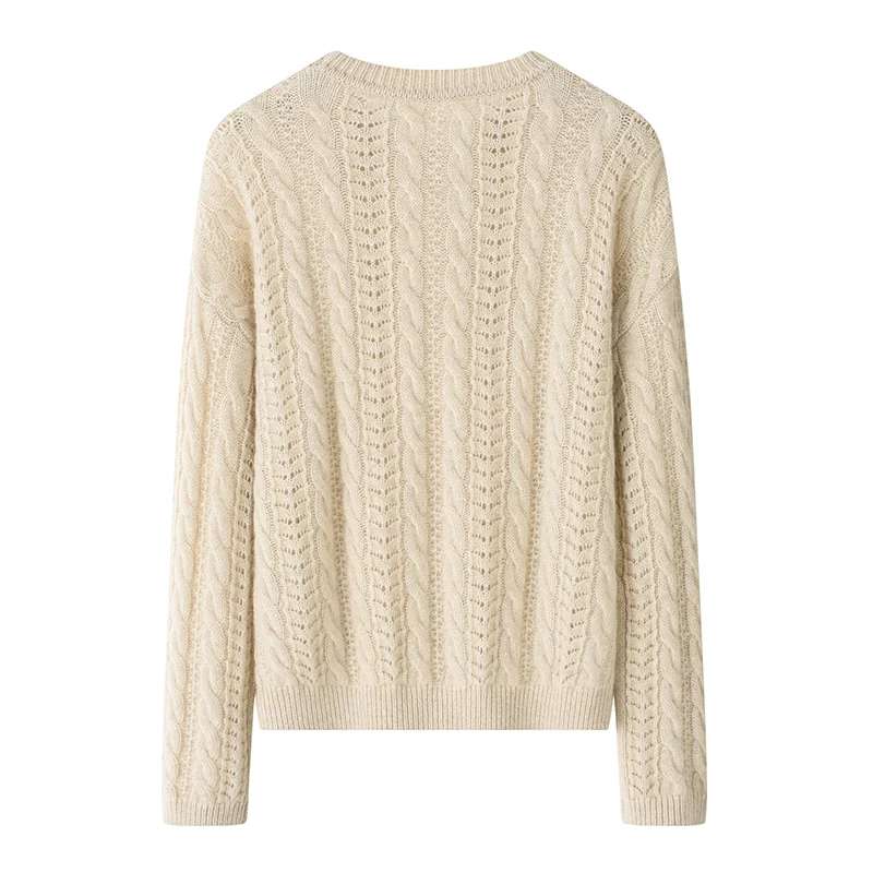 Cashmere crew-neck sweater — White — Cashmere Sweaters & Knitwear, 100% Cashmere
