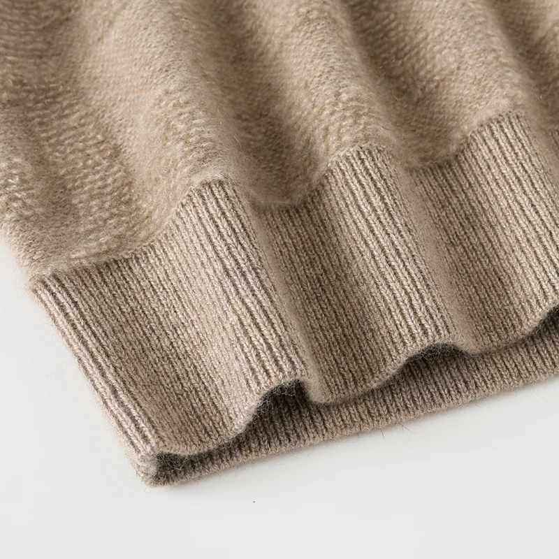 100% Cashmere, Cashmere hooded cardigan — Grey Hooded cowl, 14–15.5µm, Cashmere Garment / Women — detail view 4