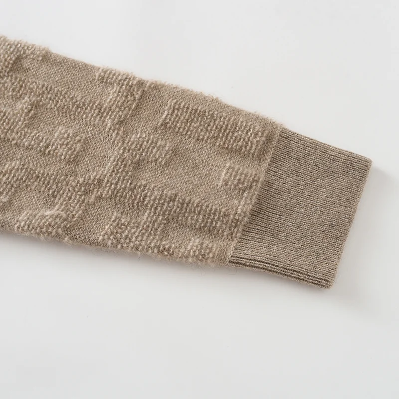 100% Cashmere, Cashmere hooded cardigan — Grey Hooded cowl, 14–15.5µm, Cashmere Garment / Women — detail view 5