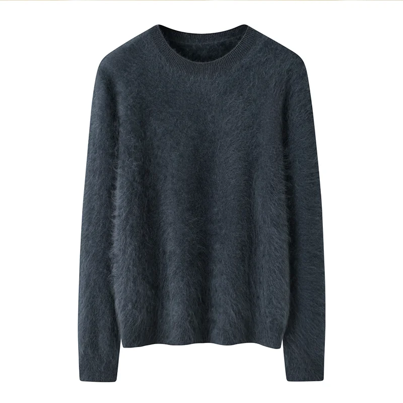 100% Cashmere, Cashmere crew-neck sweater — Grey, 14–15.5µm, Cashmere Garment / Women — detail view 2