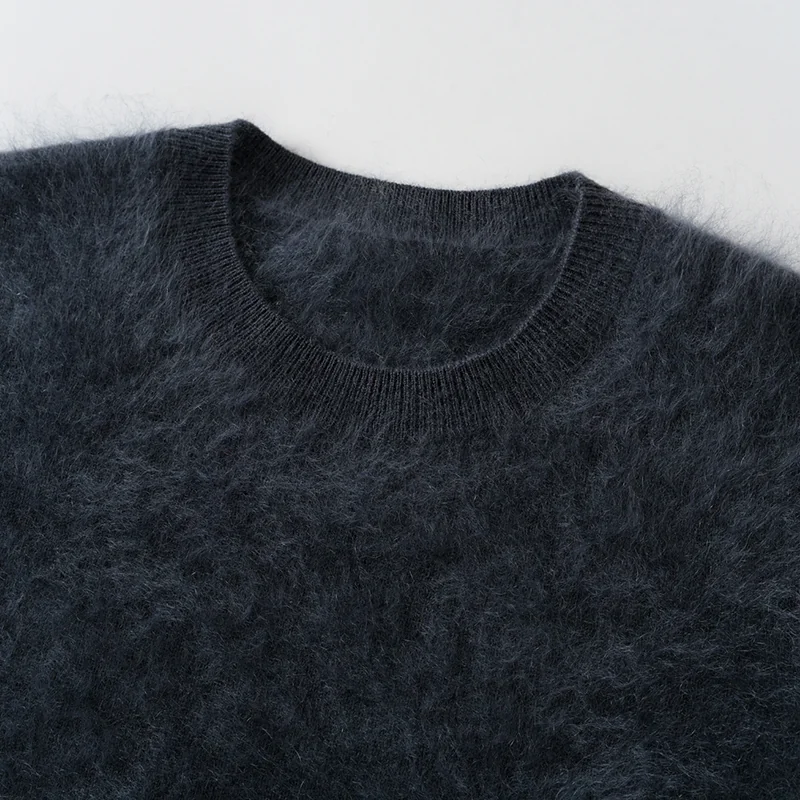 100% Cashmere, Cashmere crew-neck sweater — Grey, 14–15.5µm, Cashmere Garment / Women — detail view 6