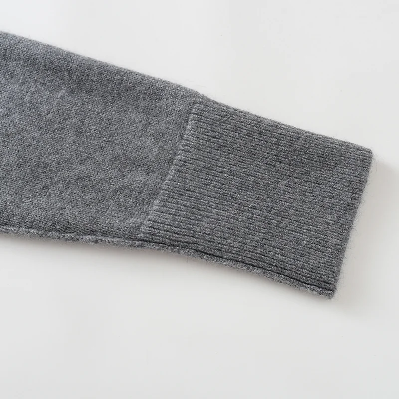 100% Cashmere, Cashmere crew-neck sweater — Grey, 14–15.5µm, Cashmere Garment / Women — detail view 4