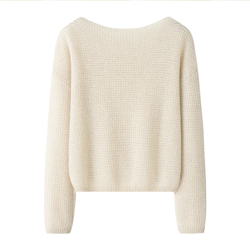 Cashmere crew-neck sweater — White — Cashmere Sweaters & Knitwear, 100% Cashmere
