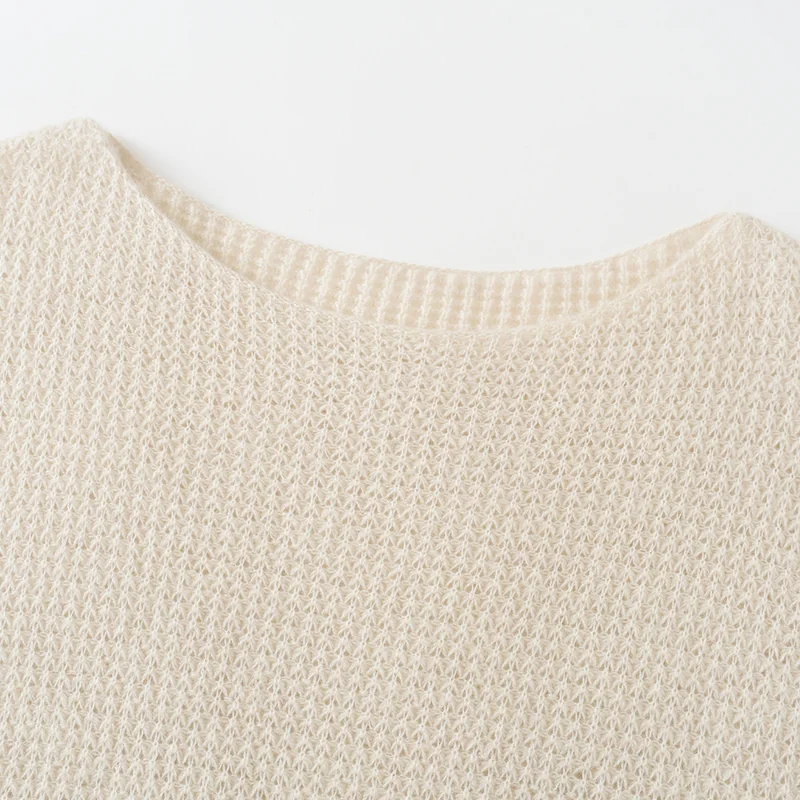 100% Cashmere, Cashmere crew-neck sweater — White, 14–15.5µm, Cashmere Garment / Women — detail view 5