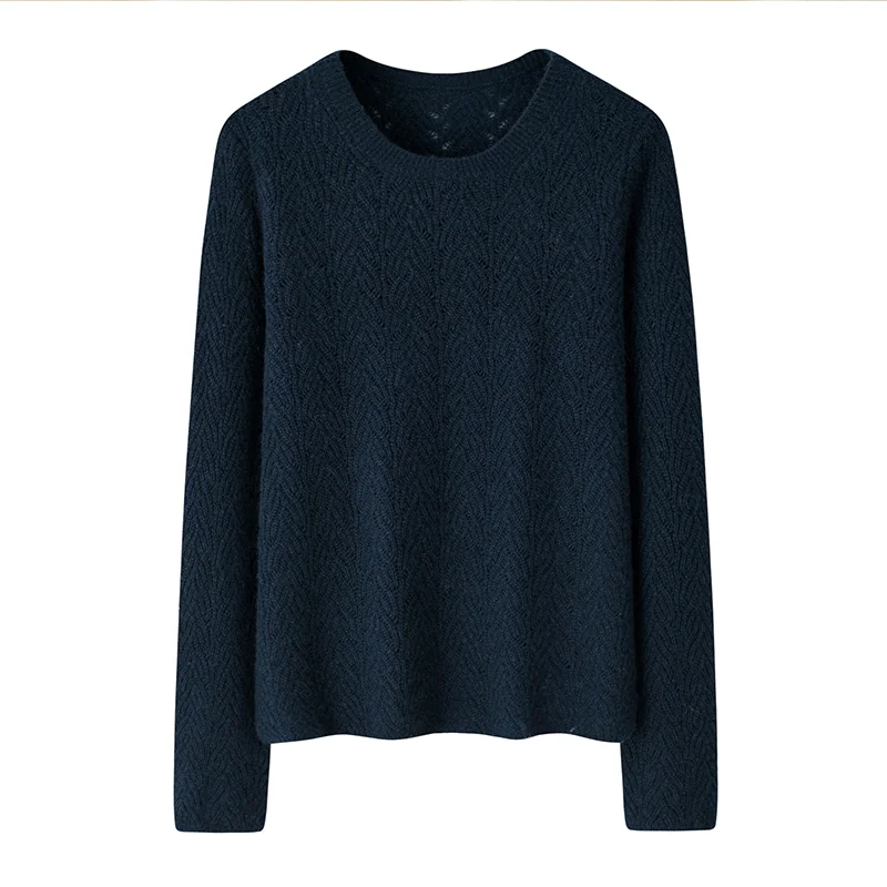 100% Cashmere, Cashmere crew-neck sweater — Camel, 14–15.5µm, Cashmere Garment / Women — detail view 4