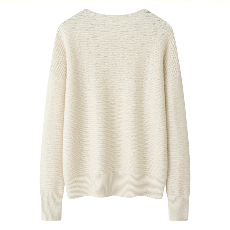 Cashmere crew-neck sweater — White — Cashmere Sweaters & Knitwear, 100% Cashmere