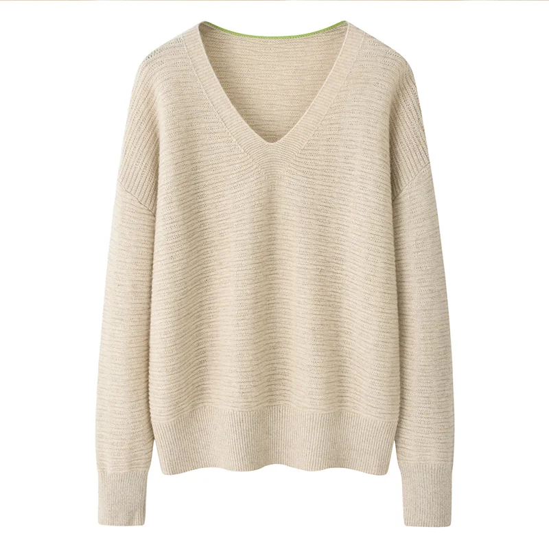 100% Cashmere, Cashmere crew-neck sweater — White, 14–15.5µm, Cashmere Garment / Women — detail view 3