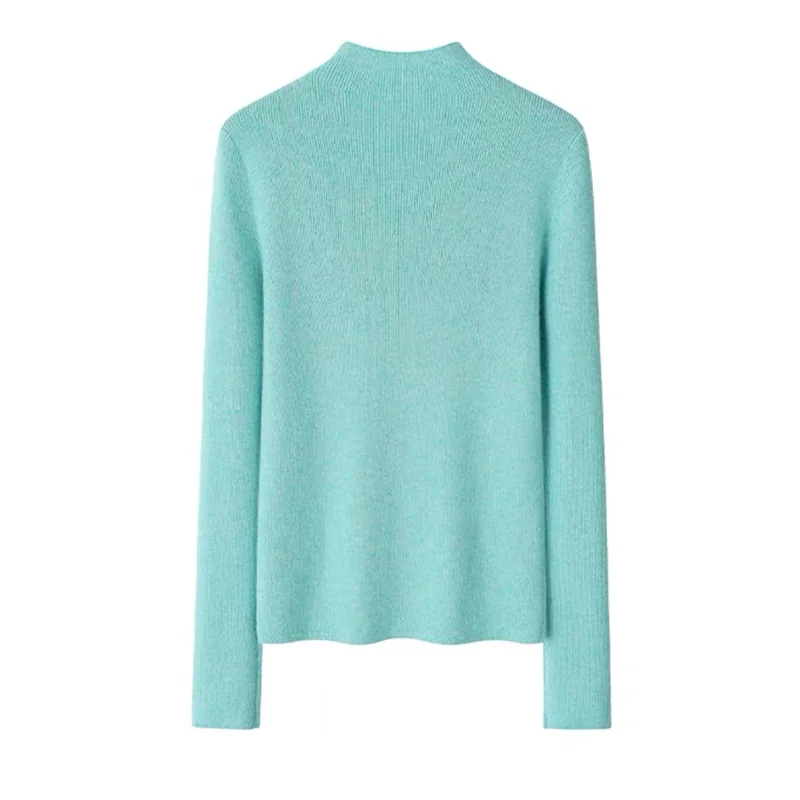 100% Cashmere, Cashmere crew-neck sweater — Blue, 14–15.5µm, Cashmere Garment / Women — detail view 2