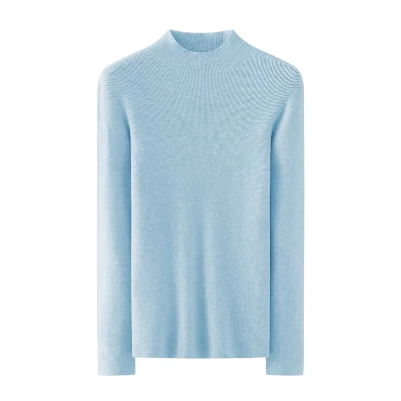 100% Cashmere, Cashmere crew-neck sweater — Blue, 14–15.5µm, Cashmere Garment / Women — detail view 3