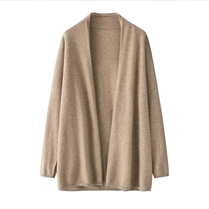 100% Cashmere, Cashmere crew-neck sweater — Grey, 14–15.5µm, Cashmere Garment / Women — detail view 4