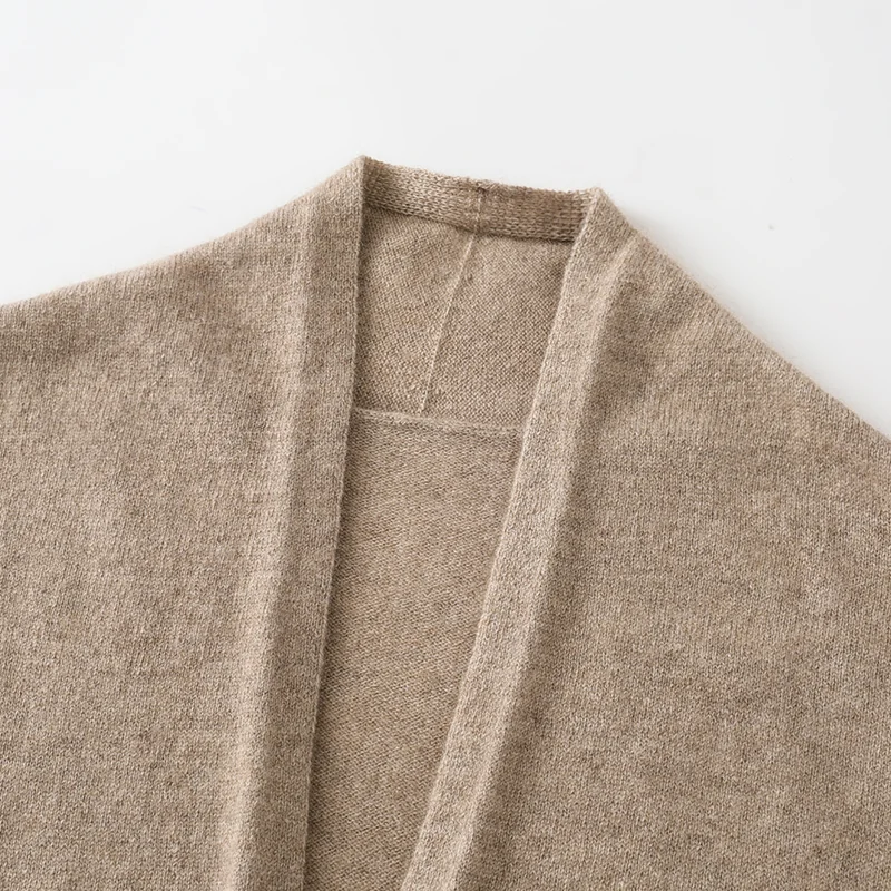 100% Cashmere, Cashmere crew-neck sweater — Grey, 14–15.5µm, Cashmere Garment / Women — detail view 7