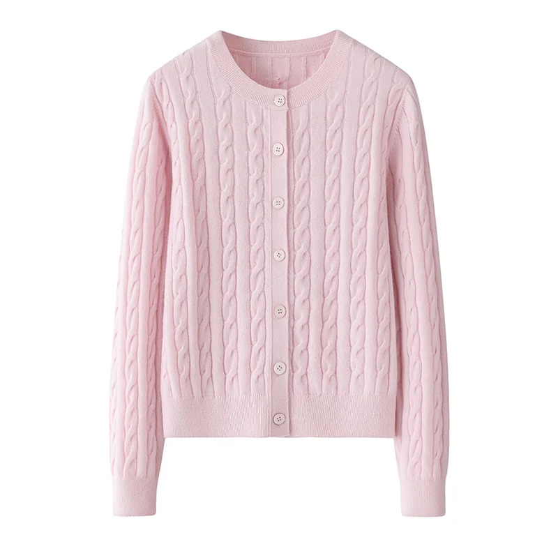 100% Cashmere, Cashmere crew-neck sweater — Pink, 14–15.5µm, Cashmere Garment / Women — detail view 2