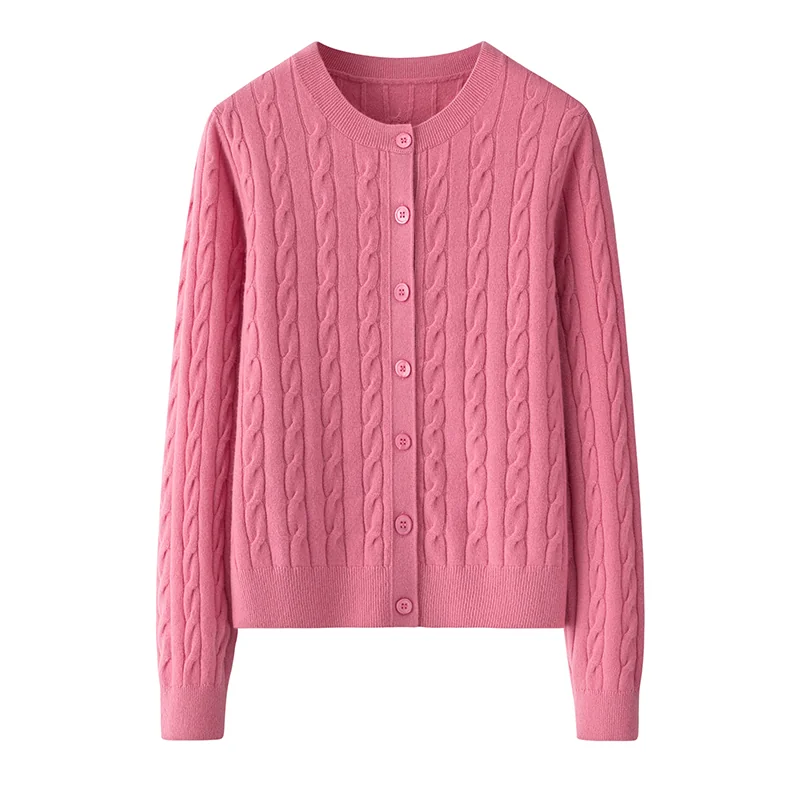 100% Cashmere, Cashmere crew-neck sweater — Pink, 14–15.5µm, Cashmere Garment / Women — detail view 5