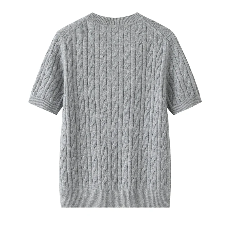 Cashmere short-sleeve knit — Grey Short sleeve