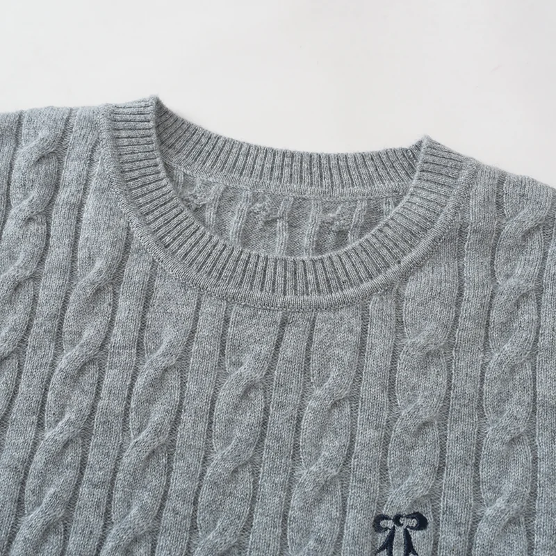 100% Cashmere, Cashmere short-sleeve knit — Grey Short sleeve, 14–15.5µm, Cashmere Garment / Women — detail view 6