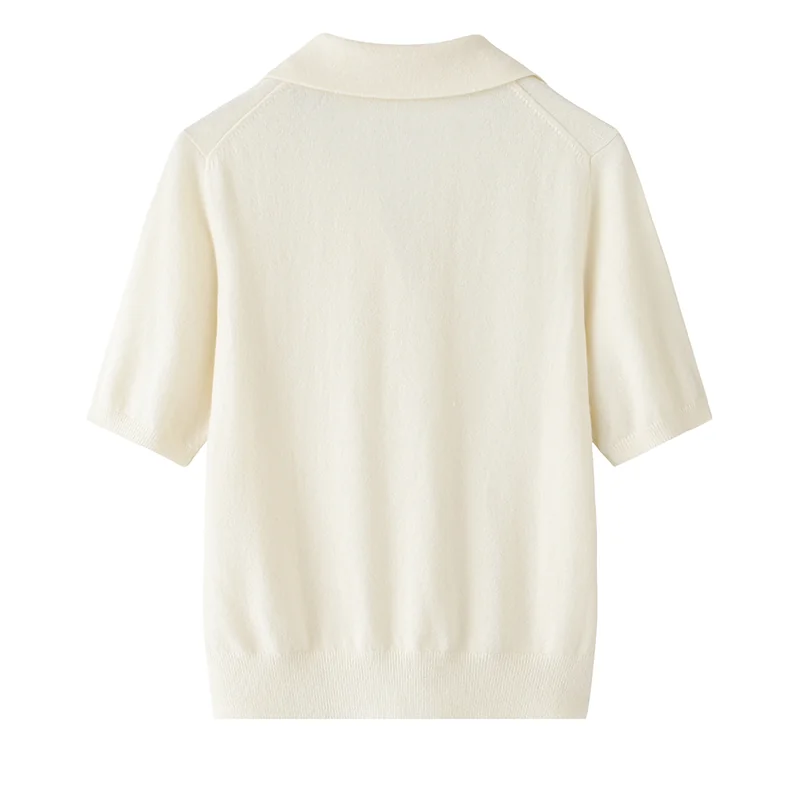 Cashmere short-sleeve knit — Grey Short sleeve