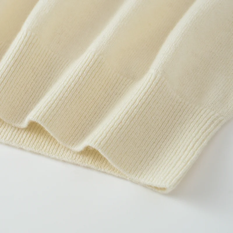100% Cashmere, Cashmere short-sleeve knit — Grey Short sleeve, 14–15.5µm, Cashmere Garment / Women — detail view 6
