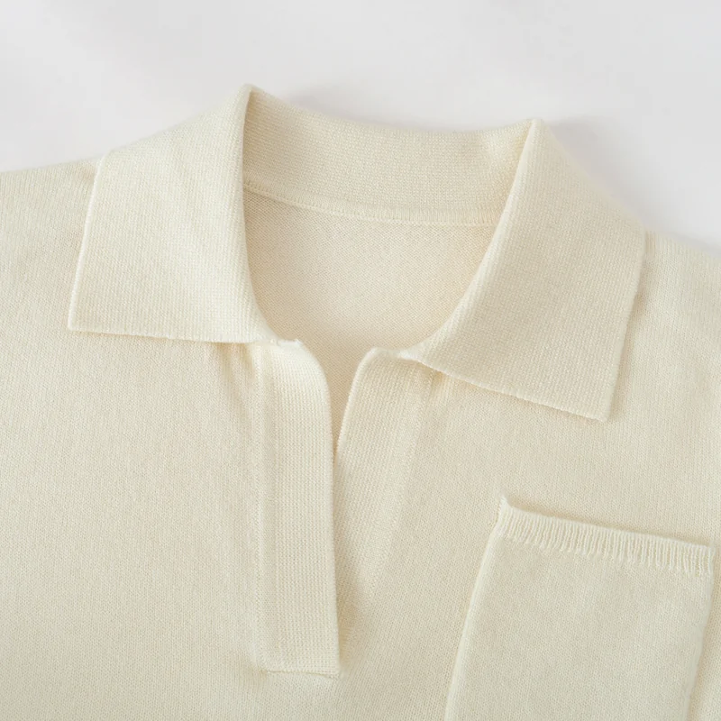 100% Cashmere, Cashmere short-sleeve knit — Grey Short sleeve, 14–15.5µm, Cashmere Garment / Women — detail view 8