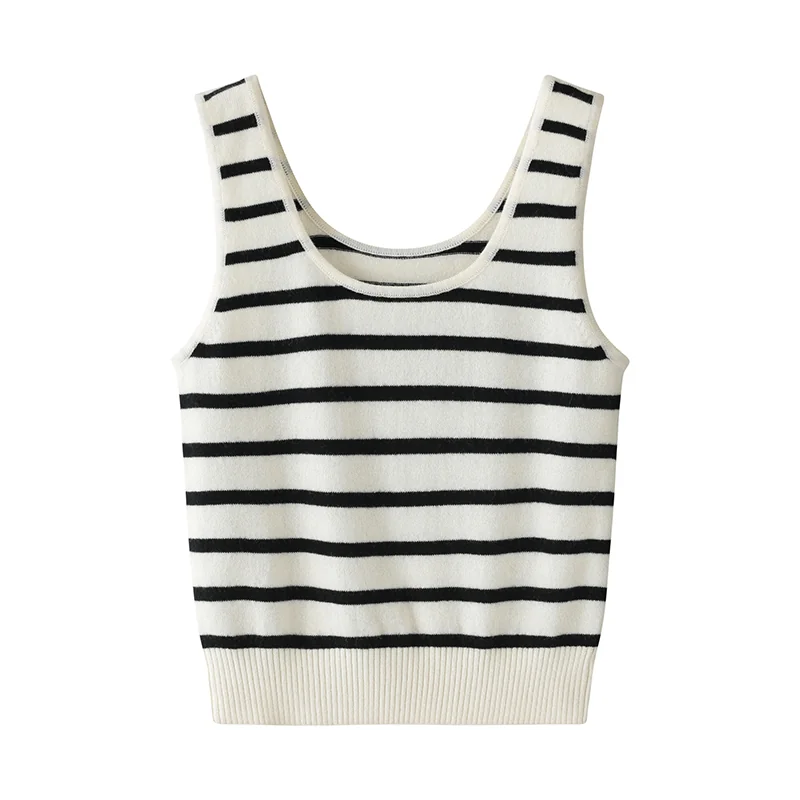 100% Cashmere, Cashmere sleeveless vest — White Tank, 14–15.5µm, Cashmere Garment / Women — detail view 2