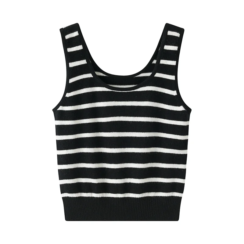 100% Cashmere, Cashmere sleeveless vest — White Tank, 14–15.5µm, Cashmere Garment / Women — detail view 3