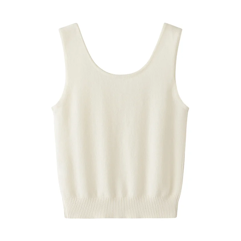 Cashmere sleeveless vest — White Tank