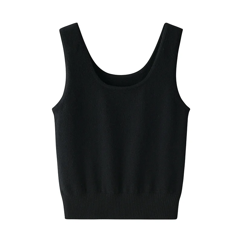 100% Cashmere, Cashmere sleeveless vest — White Tank, 14–15.5µm, Cashmere Garment / Women — detail view 3