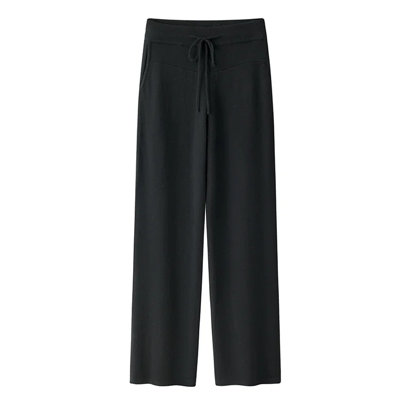 100% Cashmere, Cashmere knit trousers — Grey Trousers, 14–15.5µm, Cashmere Garment / Women — detail view 4