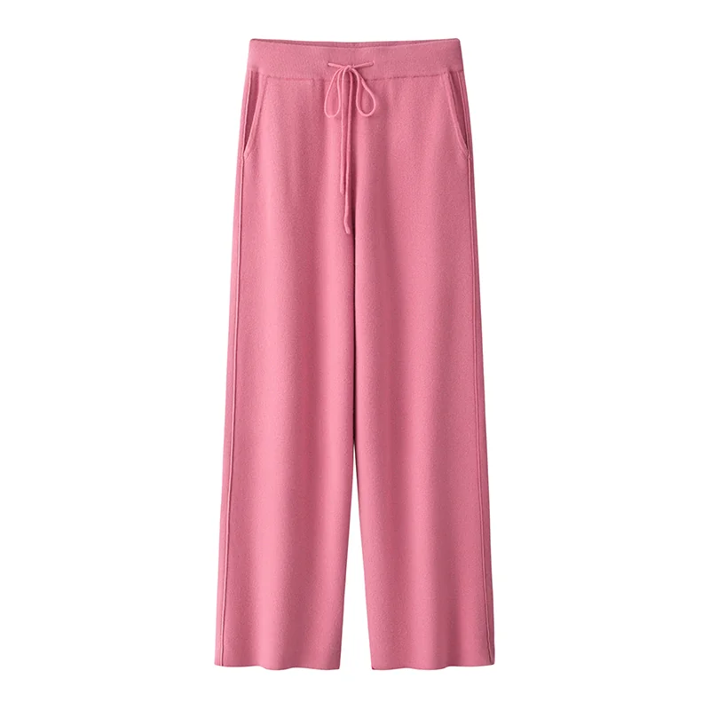 100% Cashmere, Cashmere knit trousers — Grey Trousers, 14–15.5µm, Cashmere Garment / Women — detail view 3