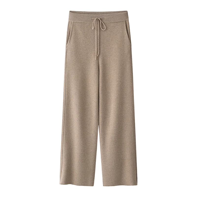 100% Cashmere, Cashmere knit trousers — Grey Trousers, 14–15.5µm, Cashmere Garment / Women — detail view 4