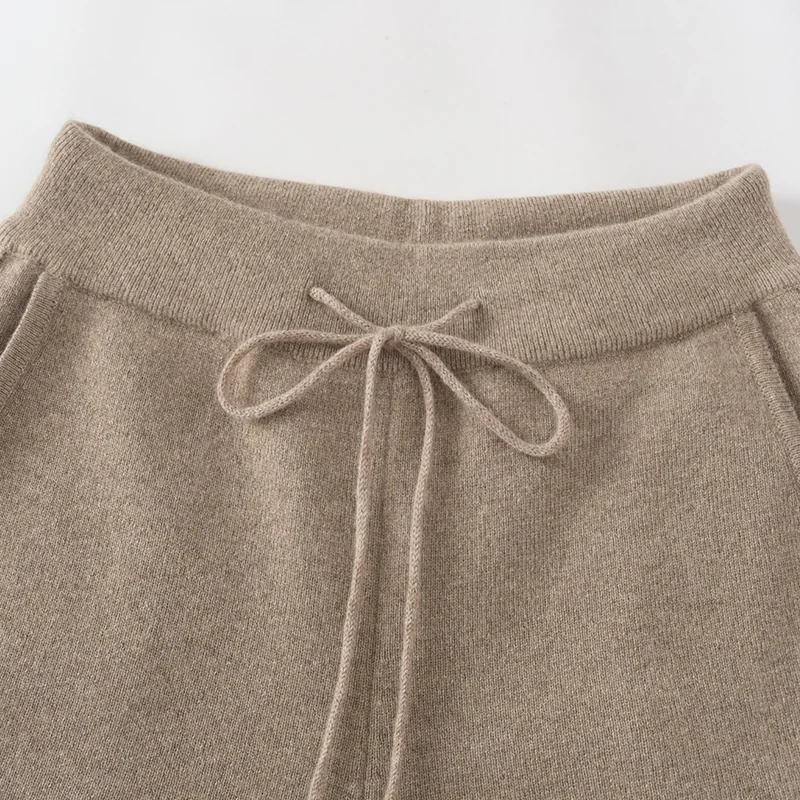 100% Cashmere, Cashmere knit trousers — Grey Trousers, 14–15.5µm, Cashmere Garment / Women — detail view 6