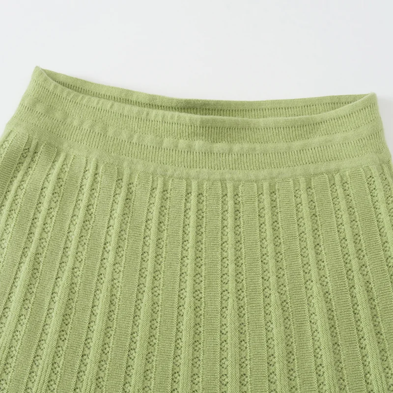 100% Cashmere, Cashmere knit skirt — Pink Skirt, 14–15.5µm, Cashmere Garment / Women — detail view 10