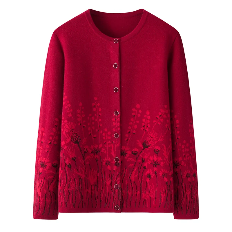 100% Cashmere, Cashmere crew-neck sweater — Red, 14–15.5µm, Cashmere Garment / Women — detail view 2