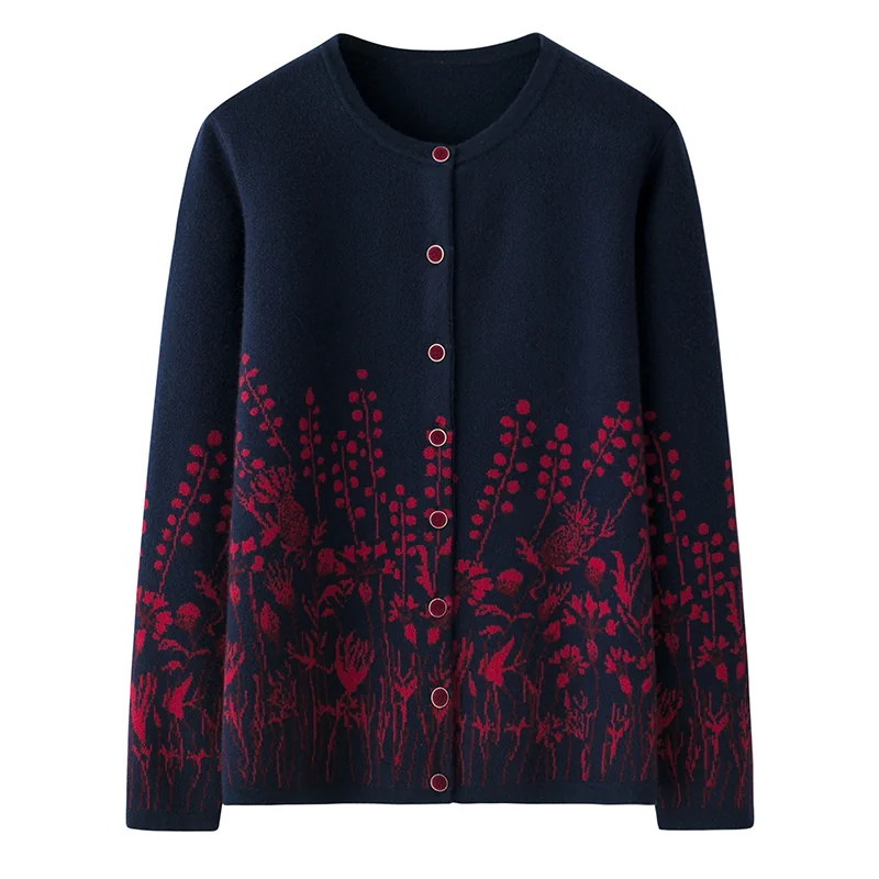 100% Cashmere, Cashmere crew-neck sweater — Red, 14–15.5µm, Cashmere Garment / Women — detail view 3
