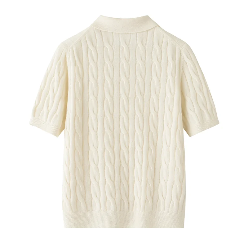 Cashmere short-sleeve knit — Grey Short sleeve