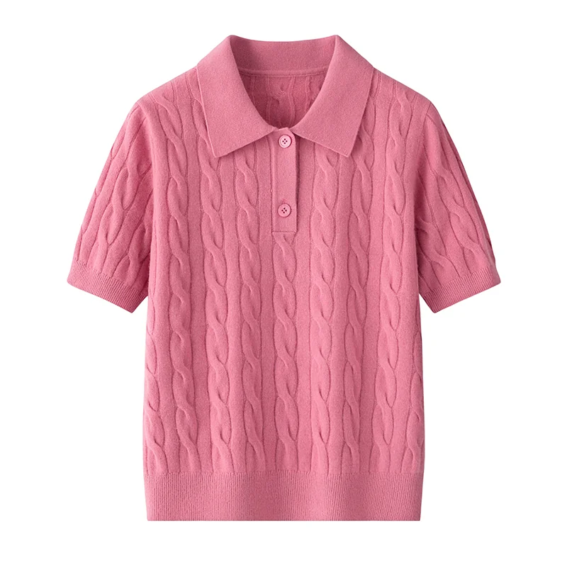 100% Cashmere, Cashmere short-sleeve knit — Grey Short sleeve, 14–15.5µm, Cashmere Garment / Women — detail view 5